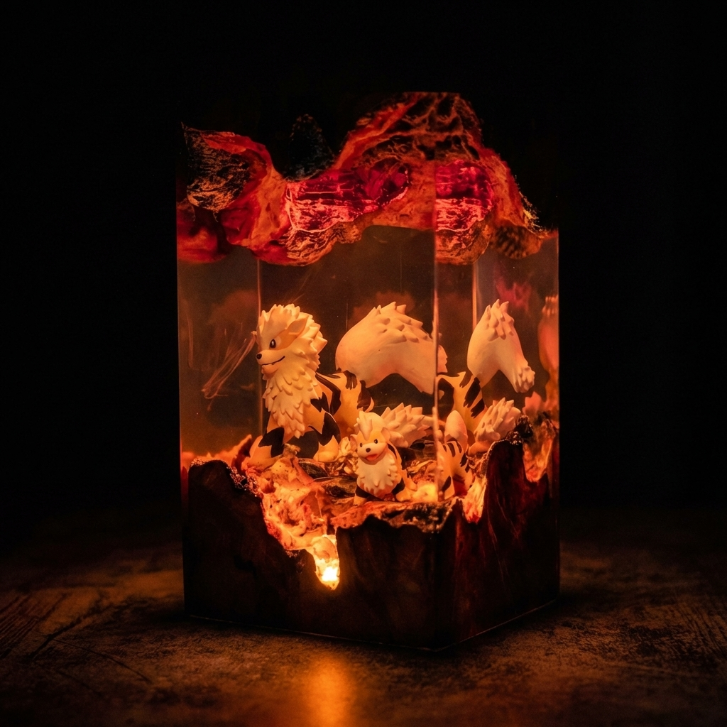 Arcanine × Growlithe Resin Lamp