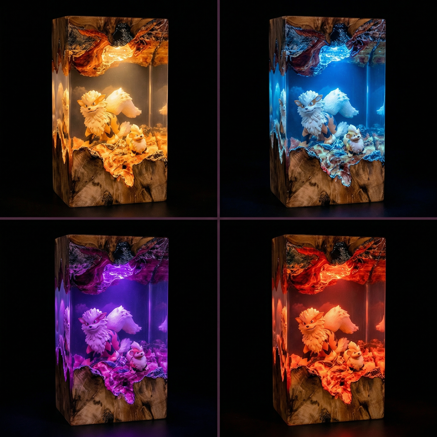 Arcanine × Growlithe Resin Lamp