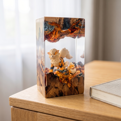 Arcanine × Growlithe Resin Lamp