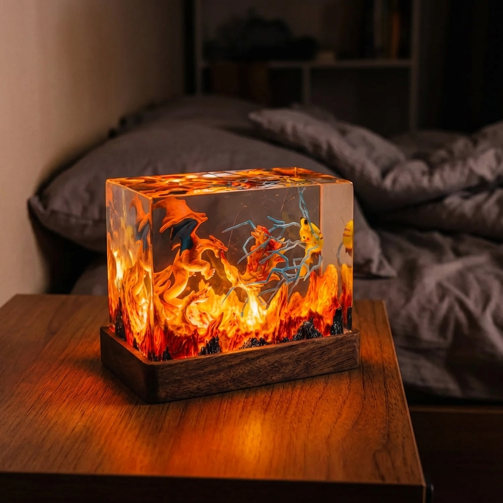 Lampe résine Dracaufeu vs Pikachu