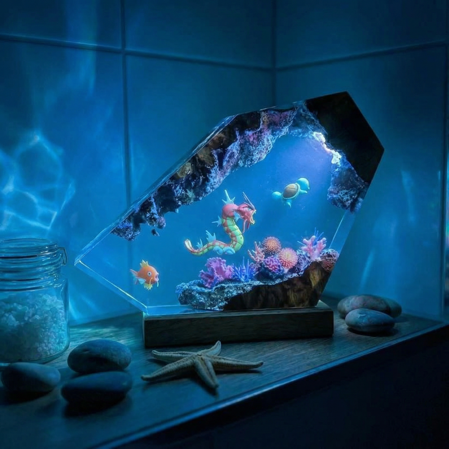 Lampe résine Leviator Shiny, Magicarpe, Carapuce Grand